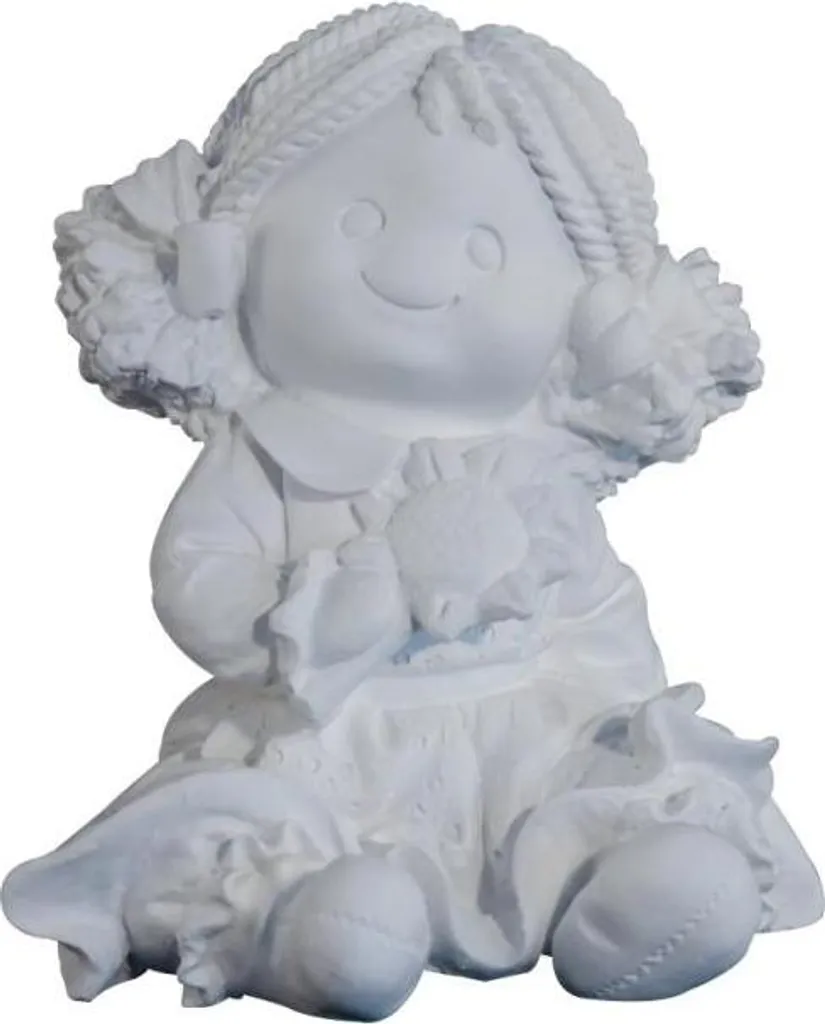 Figurine en Céramique Peinte à la Main Fille à la Fleur Multicolore