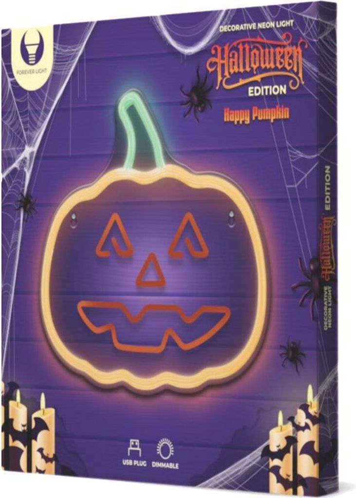 Forever Light Neon LED-Leuchte Happy Pumpkin – Orange & Produktbild 