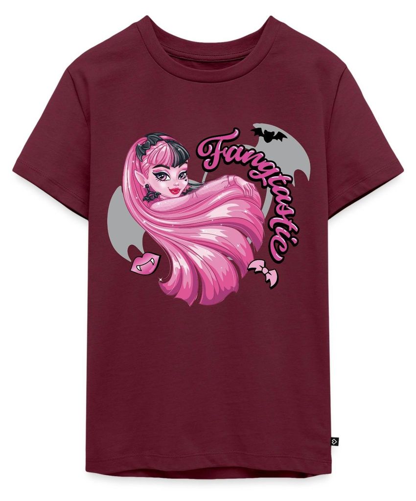 Spreadshirt Monster High Draculaura Fangtastic Teenager Premium T-Shirt, 146/152 (10 Jahre), Burgunderrot