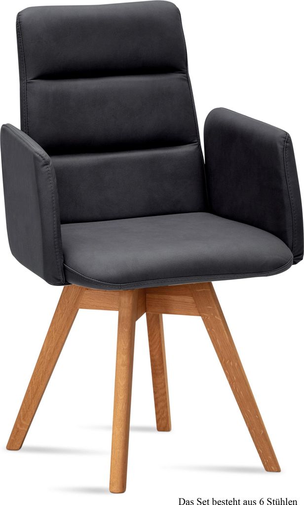 Armlehnstuhl drehbar (6er-Set) Dorit 52x92x60 Eiche geölt/Anthrazit