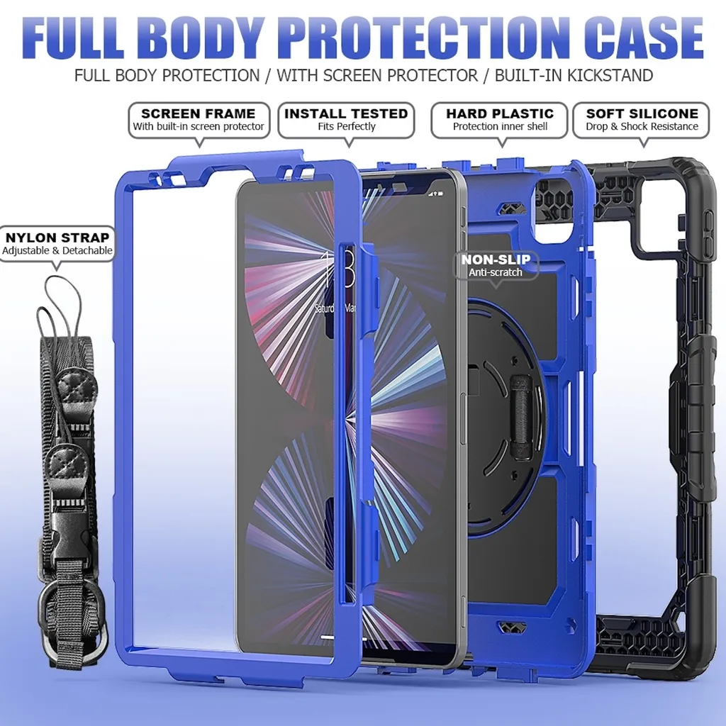 Custodia iPad Air 11 2024 / Air 5 / 4 Hybrid 360° con Tracolla Blu - 4