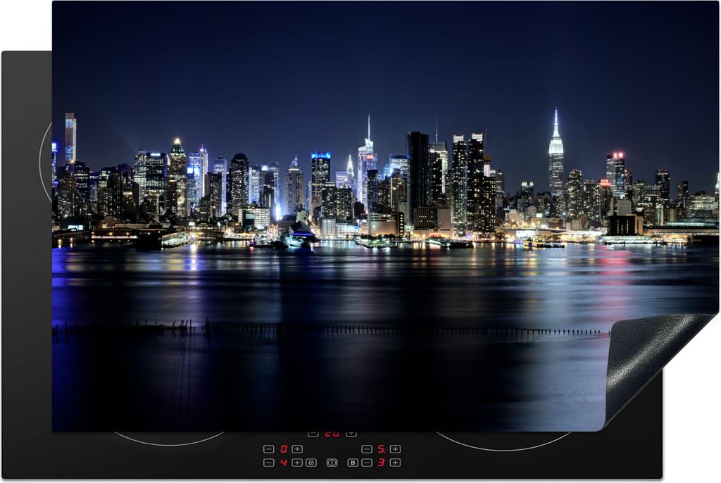 KitchenYeah Herdabdeckplatte New York - Sternenhimmel - Empire State Building , 81x52cm, Küche Deko, Glaskeramikfeld Herdabdeckung, Abdeckplatte...