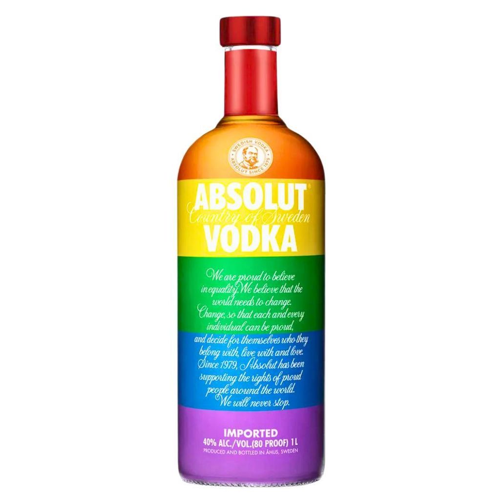 Absolut Vodka Colors 2 1L – (Spanische Banderole) Limited Edition 2015 mit Pride Design, LGBTQ Flaggenflasche, Sammler Wodka aus Schweden mit 40%...