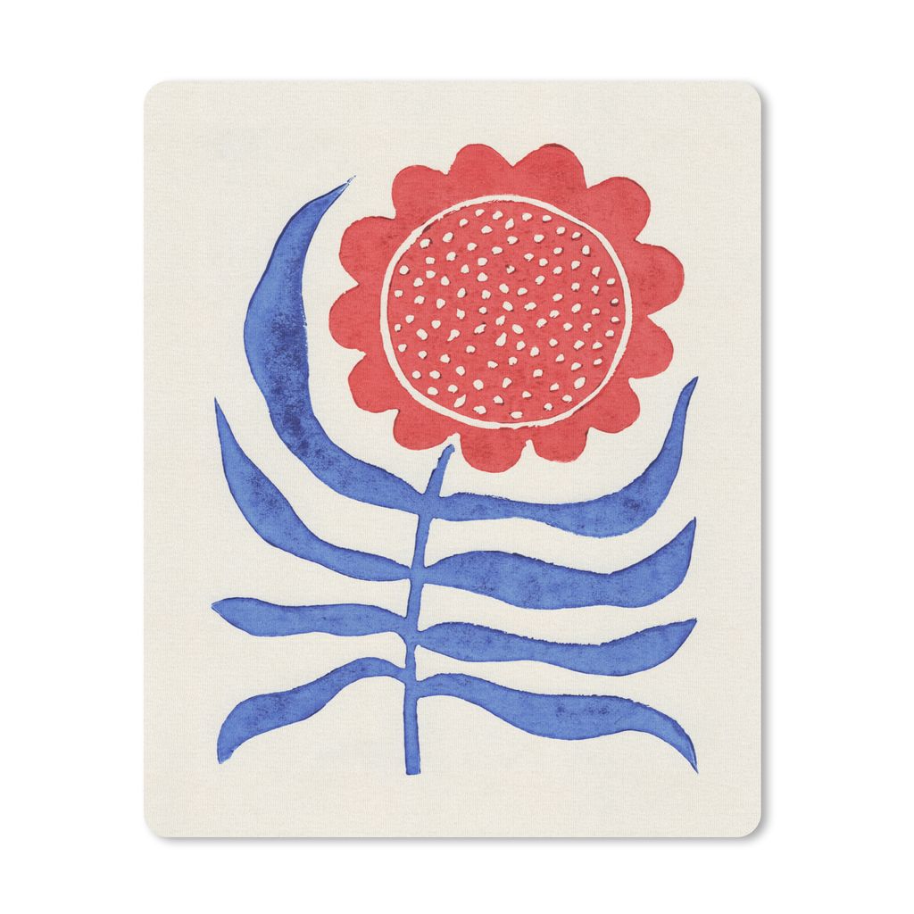 MuchoWow Mauspad Mousepad Blume - Pflanze - Rot - Blau 19x23 cm - Mousepads - Maus Mat - Pad - Mausunterlage - Mauspads - Spielen