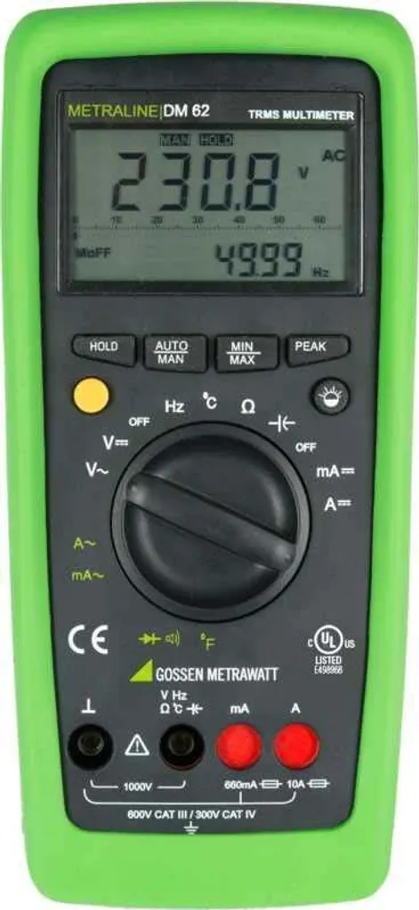 Multimètre METRALINE DM62 avec TRMS et Système de Sécurité ABS Gossen