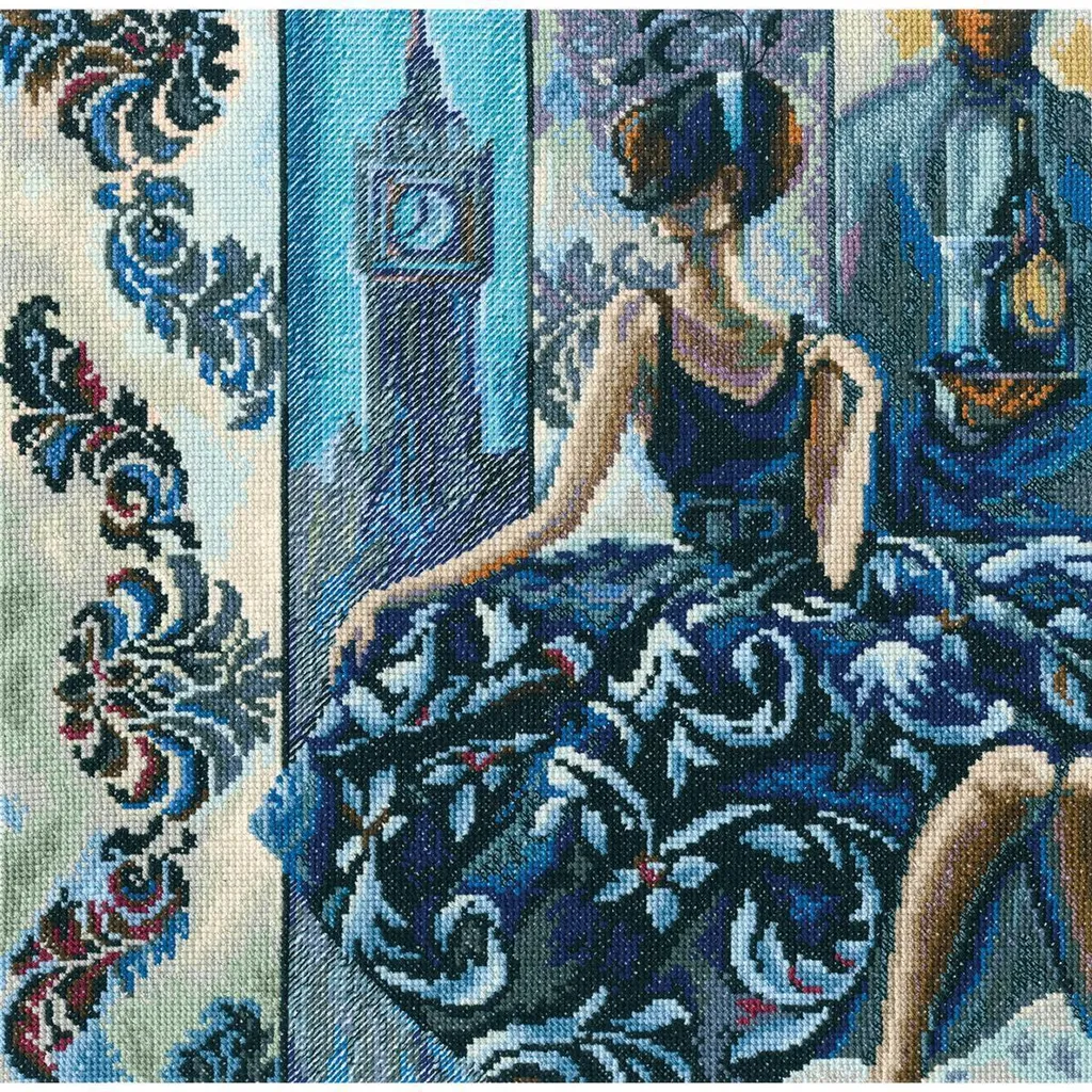 Kit Broderie Point de Croix Compté Le Temps de Penser RTO 30x30 cm