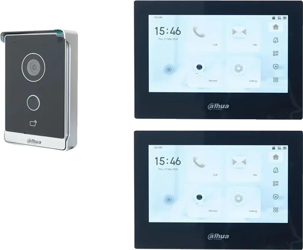 Interphone filaire avec écran tactile 7 pouces et 2 moniteurs noirs