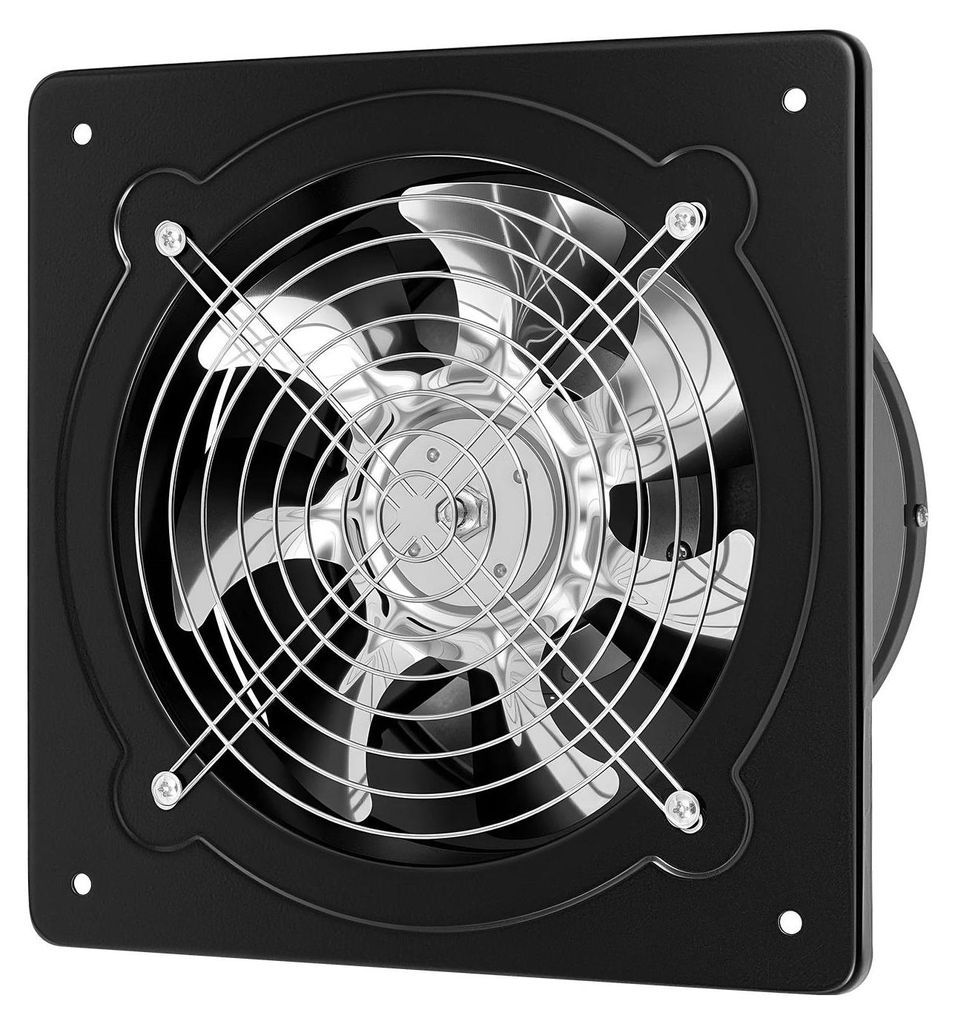 Abluftventilator - Wand-/Fenstereinbau - 80 W - 2800 U/min - 850 m³/h - 7-Flügel - Rückschlagklappe - 220 V AC - Schwarz