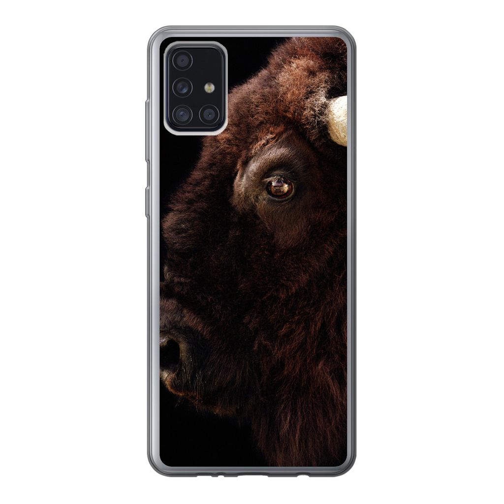 MuchoWow Handyhülle Schutzhülle Hülle für Samsung Galaxy A52 5G Bison - Horn - Porträt Silikon Softcase Handy Hülle - Umschlag