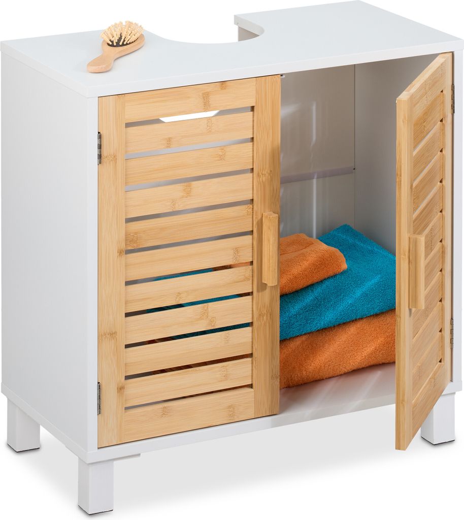 Relaxdays Waschbeckenunterschrank mit 2 Türen, HBT: Produktbild 