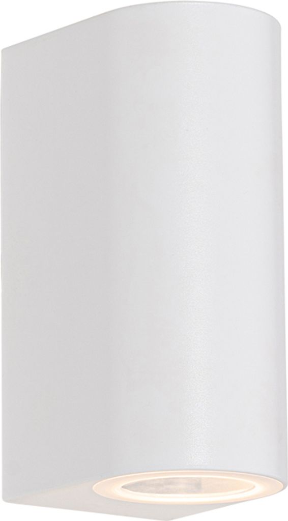 QAZQA - Moderne Außen Wandleuchte aus weißem Kunststoff, oval, 2-flammig – Baleno I Außenbeleuchtung - Oval - LED geeignet GU10