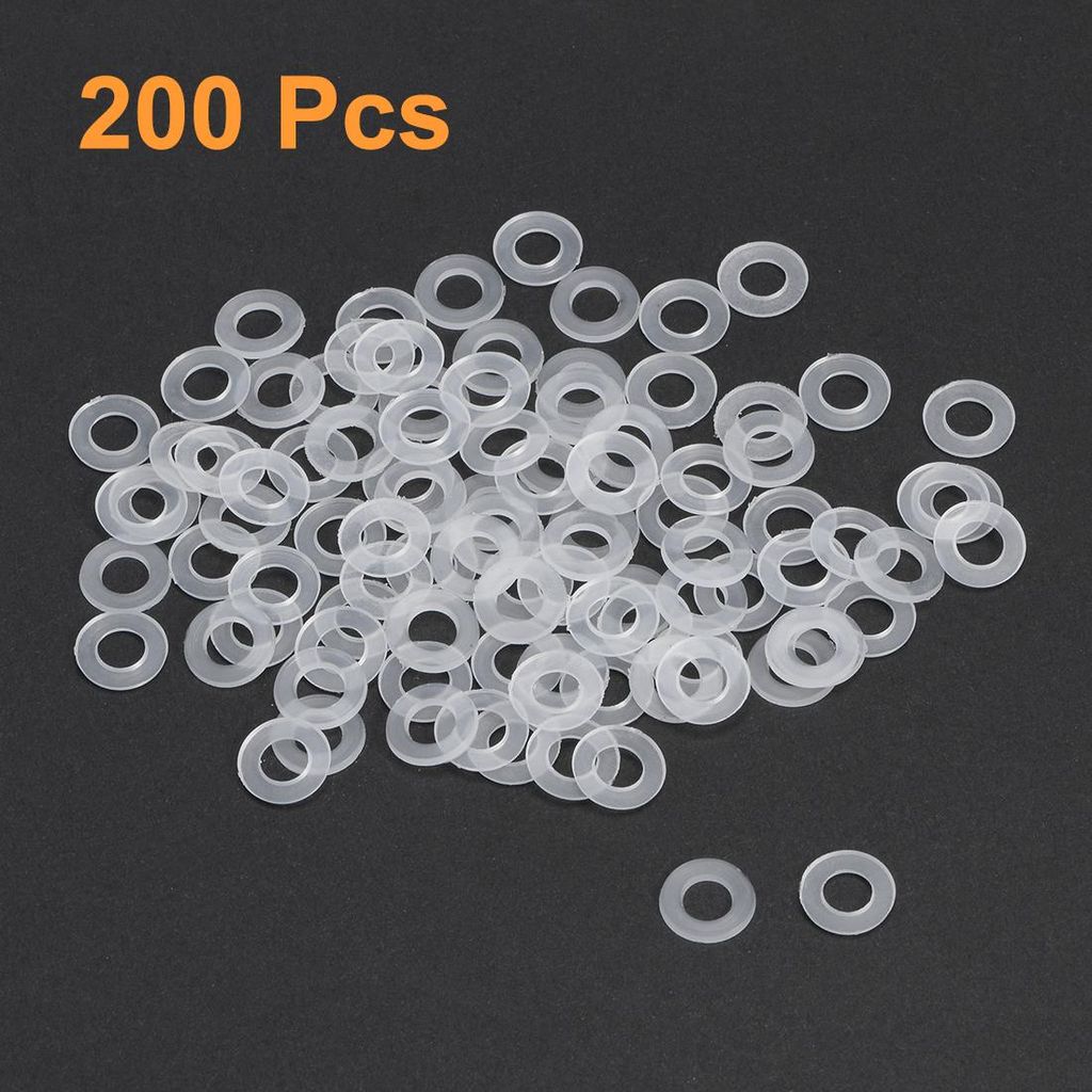 200 Stk. Flache Unterlegscheibe Nylon M5 Dichtung 10mm AD 5mm ID 1mm Dicke Klar fš¹r Wasserhahn Rohr Wasserschlauch Isolierung Schrauben