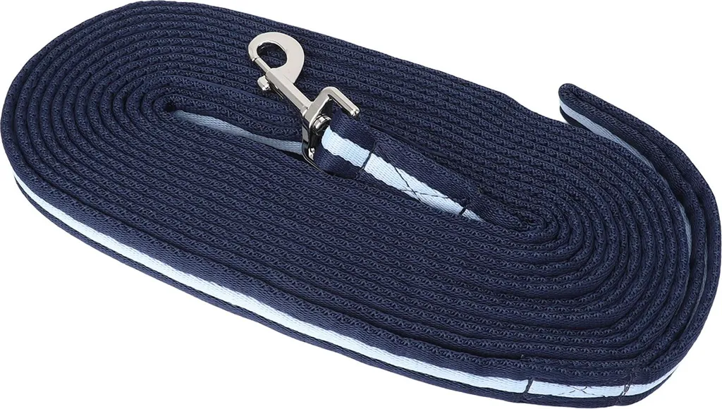 Longe de travail 8m bleu marine et rênes en polyester pour chevaux - 2