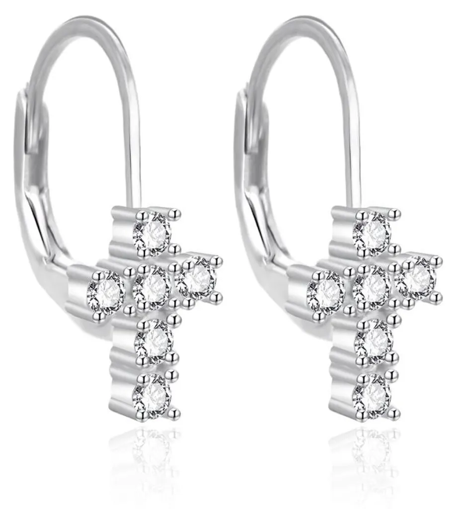 Boucles d'oreilles en argent 925 avec pendentif croix AGT-E110LW chic