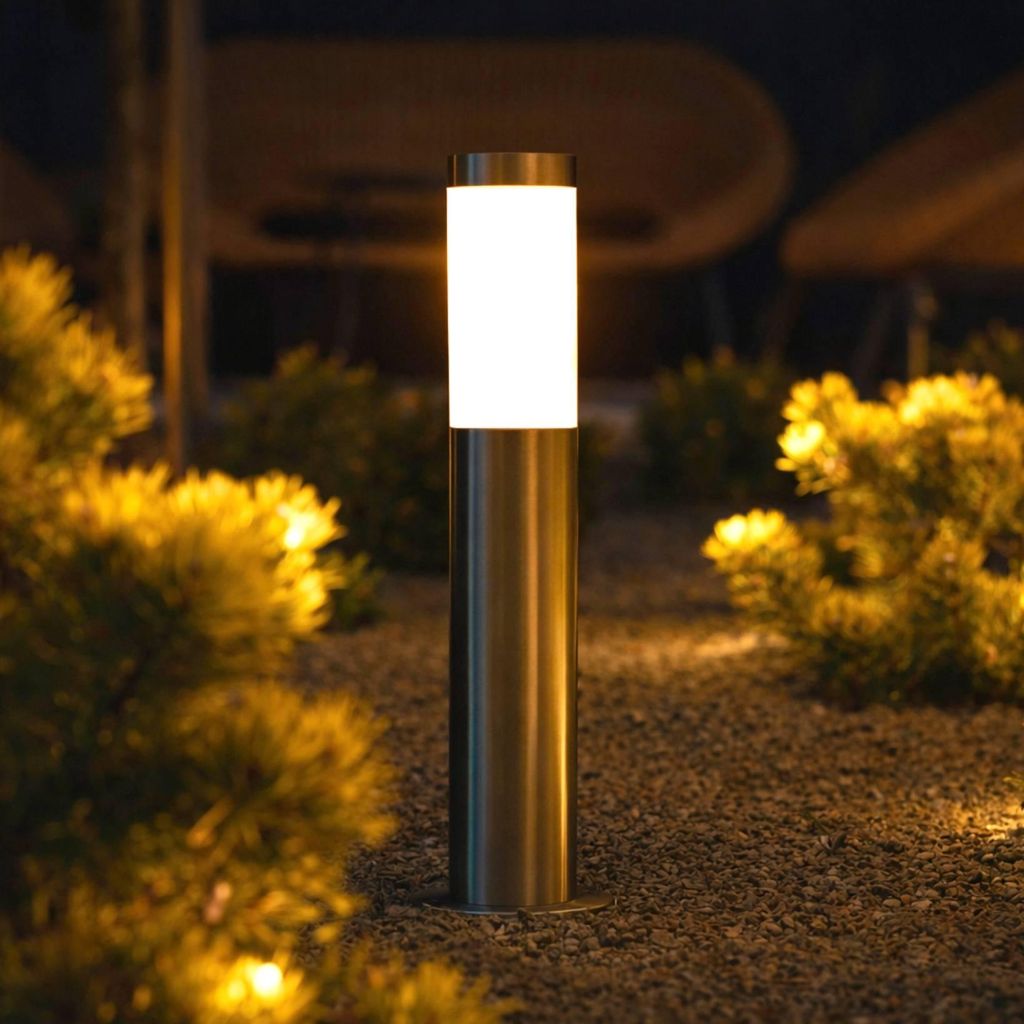 LUMILED Standleuchte Außen 45cm Pollerleuchte IP44 Edelstahl E27 Gartenleuchte Silber Stehleuchte Wegeleuchte Außenleuchte Stehlampe Außenstehle...