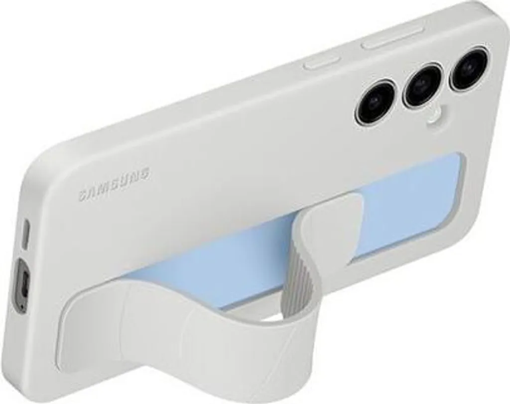 Custodia in silicone per Samsung Galaxy S24 FE, flessibile, con cinturino, grigia, custodia protettiva