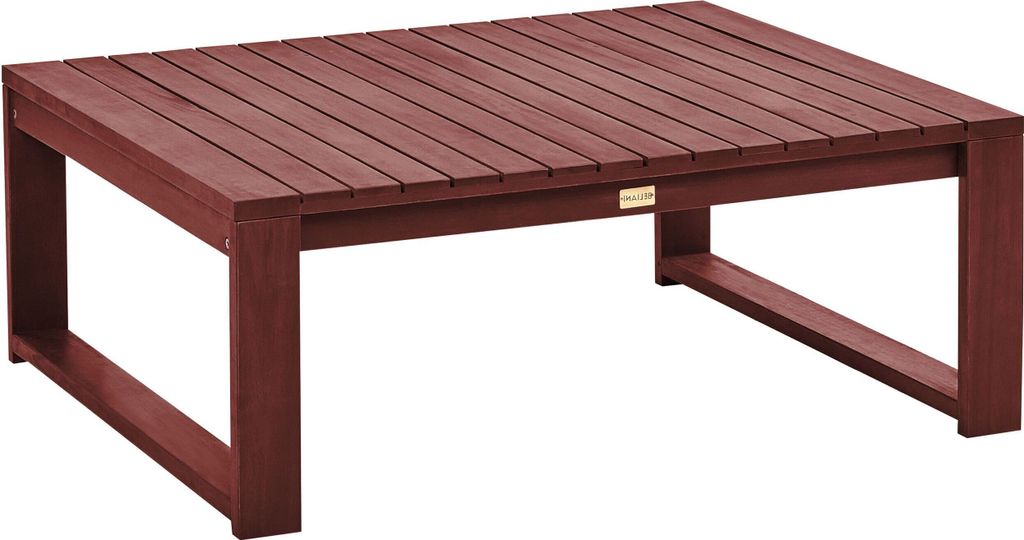 BELIANI Loungetisch Mahagoni Braun Akazienholz 90 x 75 cm Rechteckig Retro Landhaus Stil Terrasse Outdoor Balkon Beistelltisch Couchtisch