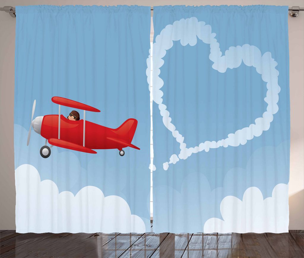 ABAKUHAUS Rauch Rustikaler Vorhang, Herzform mit Plain Trail, Wohnzimmer Universalband Gardinen mit Schlaufen und Haken, 280 x 175 cm, Mehrfarbig u...