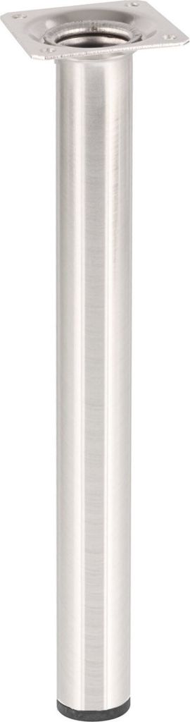 WAGNER Möbelbein CLASSIC RETRO - Ø 30 x 300 mm, Anschraubplatte 60 x 60 mm, Innengewinde Ø 10 mm, Edelstahl Optik - 12113001