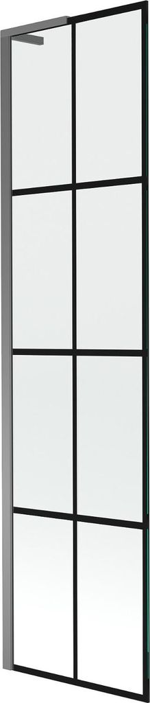 Mexen Next L Badewannenabtrennung 1-flügelig 50 x 150 cm, schwarzes Muster, Gun Metal - 895-050-000-03-77-95