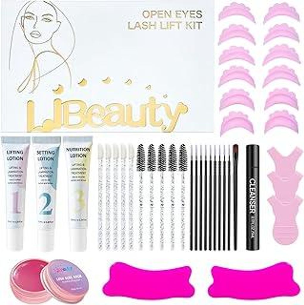 Libeauty Wimpernlifting Set, Lash Lifting Set und Lash Lift Kit mit Open-Eye Wimpernlifting Pads, Augenbrauen Lifting für Salon und Zuhause, ohne ...