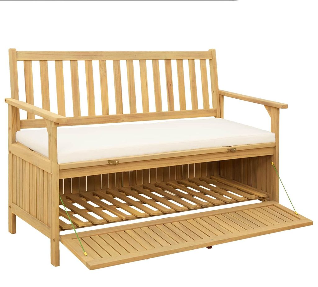 Eleganten-Stil Sitzbank - Liegestuhl bis 150kg - Terrasse Balkon - mit Stauraum mit Kissen mit Speicher 120x63x84 cm - Gartenbänke - Möbel26