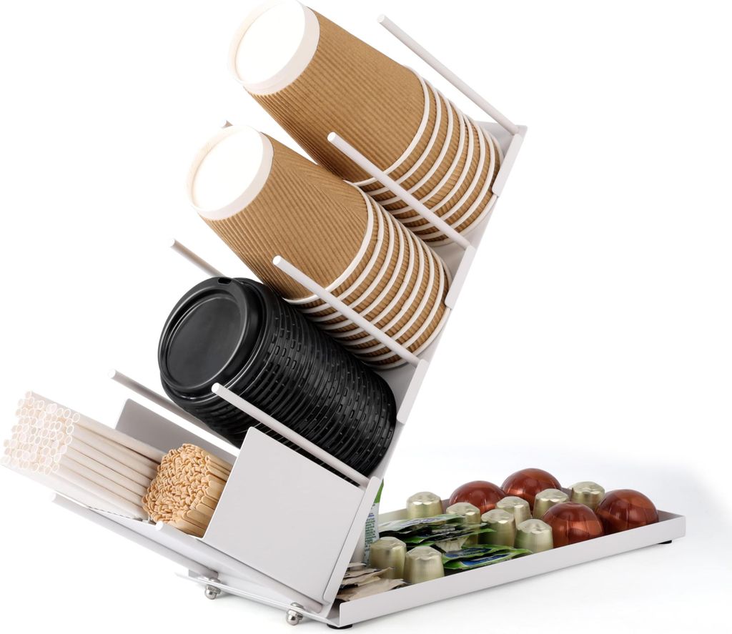 Belle Vous Weiße Kaffeestation - Kaffeebar - Tassenhalter - Tee- und Kaffeestation - Tassenspender - Coffee Bar - Kaffee Ecke - Kaffeebar Zubehör