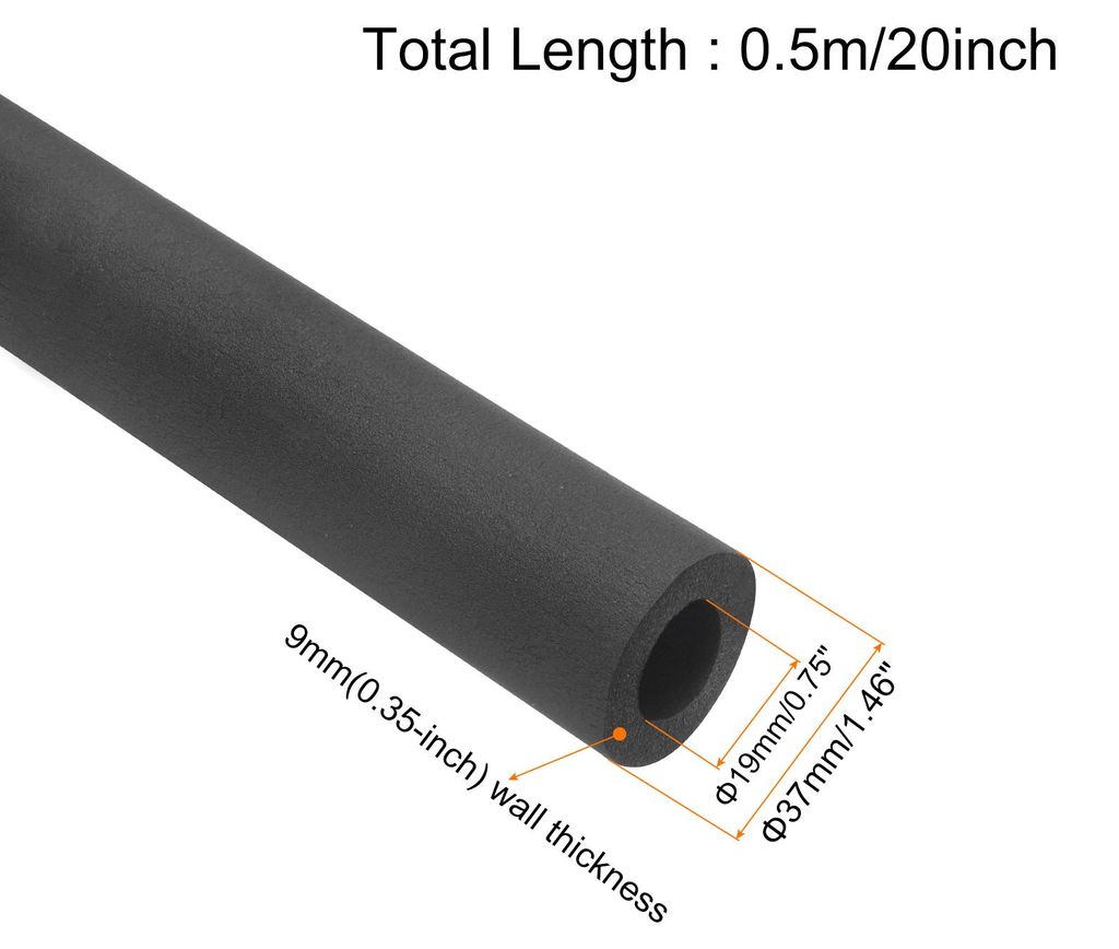 1 x 0.5m Rohrisolierung Schaumstoff, Durchmesser 19mm Isolierst?rke 9mm Heizungsrohr Verkleidung fš¹r Fitnessger?te, Rohre, Handhaben (Schwarz)