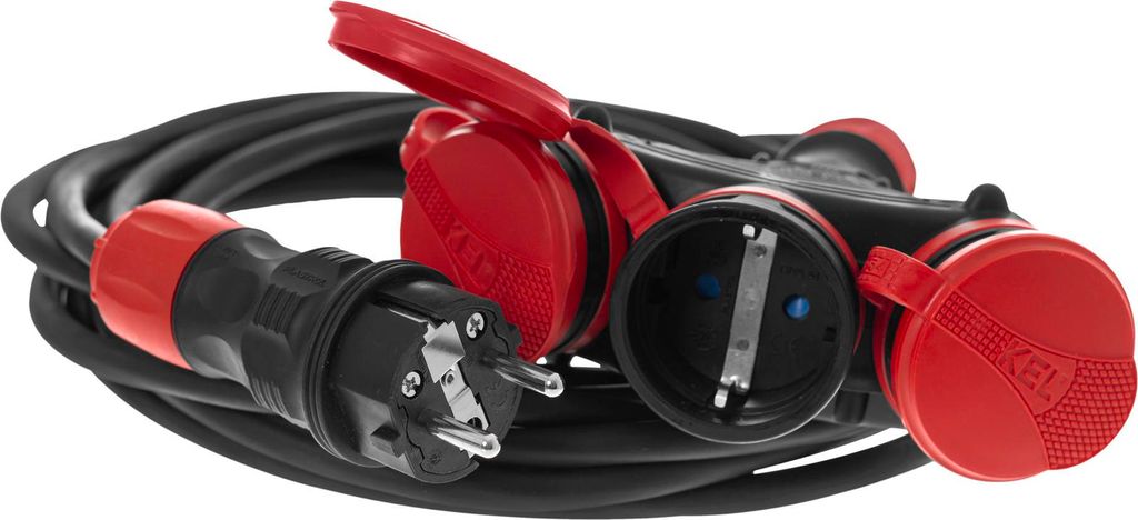 Dreifach-Verlängerungskabel 10m 250V 16A Schuko 3×2P+Z H05RR-F 3×1,5 mm² IP44