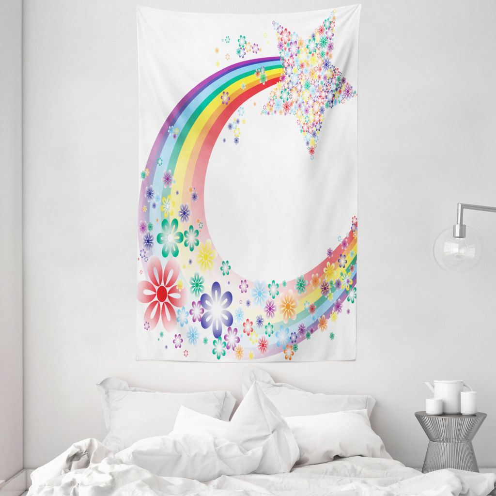 ABAKUHAUS Abstrakt Wandteppich und Tagesdecke, Natur Frühlings-Blumen aus Weiches Mikrofaser Stoff Waschbar ohne Verblassen Digitaldruck, 140 x 23...