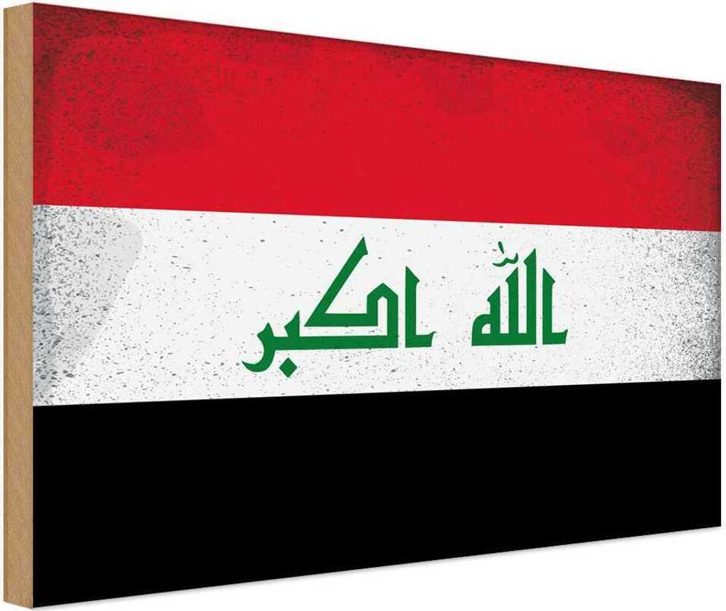 vianmo Holzschild 20x30 cm Irak Iraq Vintage Flagge Fahne Wappen