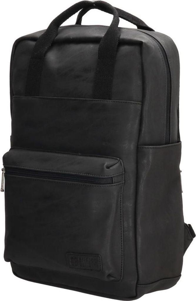 Großer Damen Herren Roll up Rucksack Plane Tasche Fahrradrucksack Kurier leder Optik Rollup Bag Schwarz