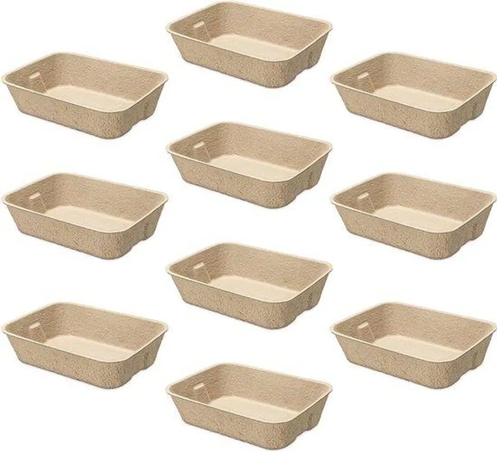 Bac à litière jetable biodégradable en papier pour chat - Lot de 10
