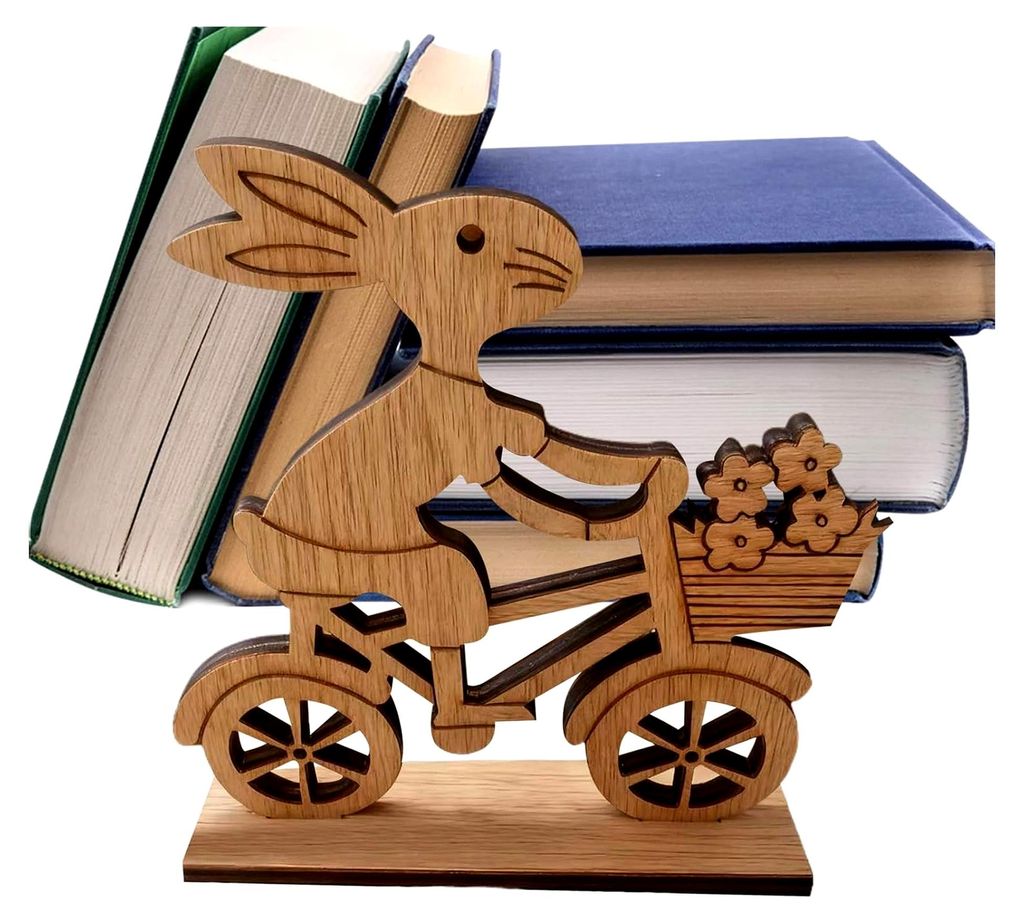 Osterdekoration aus Holz für die Inneneinrichtung – niedliches Design eines Frühlingshasen, geeignet für Regal, Büro, Eingangsbereich, Gesch...