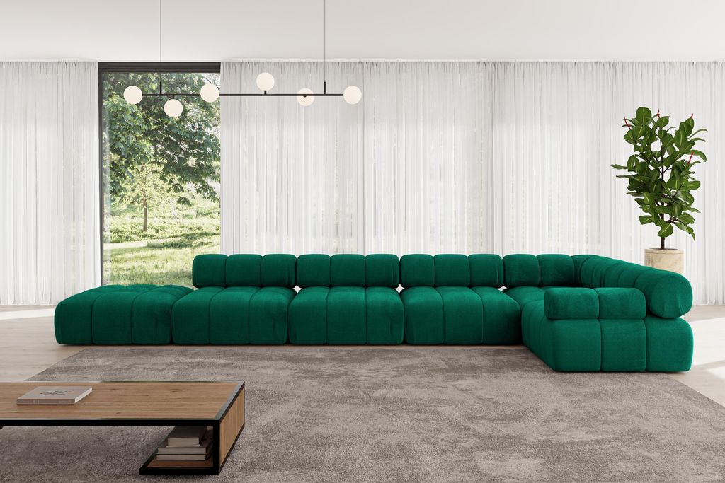 ALTDECOR Modulares Sofa Ecksofa in L-Form - Felto-L3 - 475x190x70 cm Dunkelgrün Corner modular Sofa Eckcouch Couch Wohnlandschaft Cauchsofa Polste...