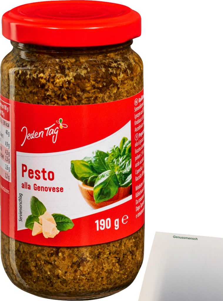 Jeden Tag Pesto Genovese (190g Glas) + usy Block
