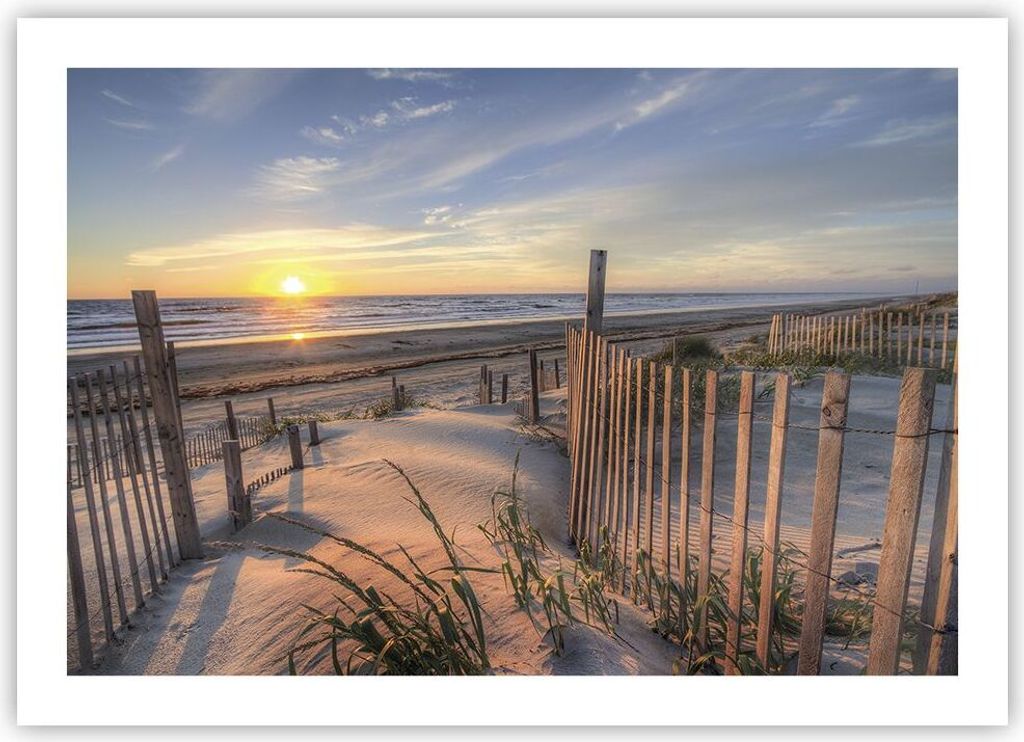 Poster - Poster ohne Rahmen - Westen Sonne Düne - 70x50 cm - Wand Bild - Wanddeko - Wandbilder - Kunstposter - Wandposter - Bilder - Kunstdruck - ...