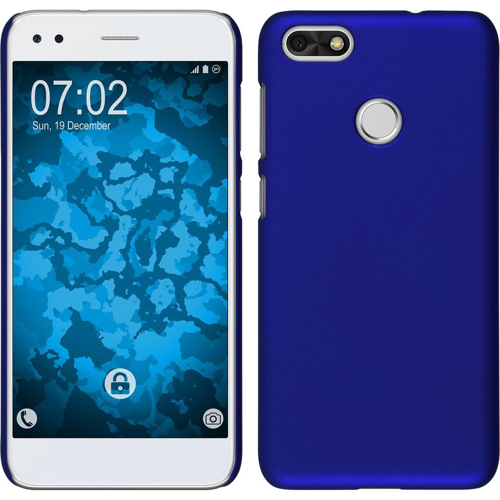PhoneNatic Case kompatibel mit Huawei P9 Lite Mini - Hülle blau gummiert Hard-case Cover