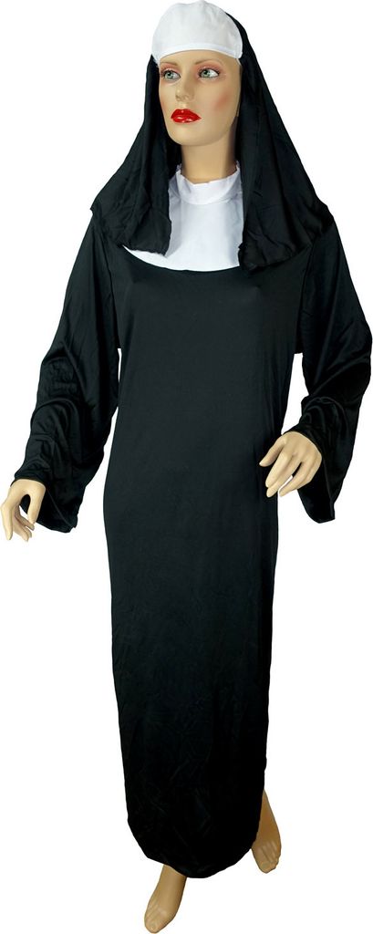 Damen Nonnen Kostüm mit Kragen und Haube / Größe: M/L