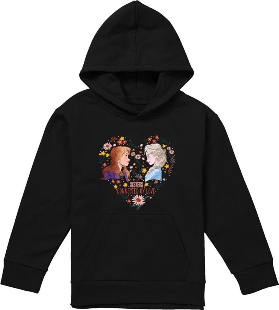 Frozen - "Sisters Connected By Love" Hoodie zum Überziehen für Kinder, Valentinstag TV22513 (116) (Schwarz)