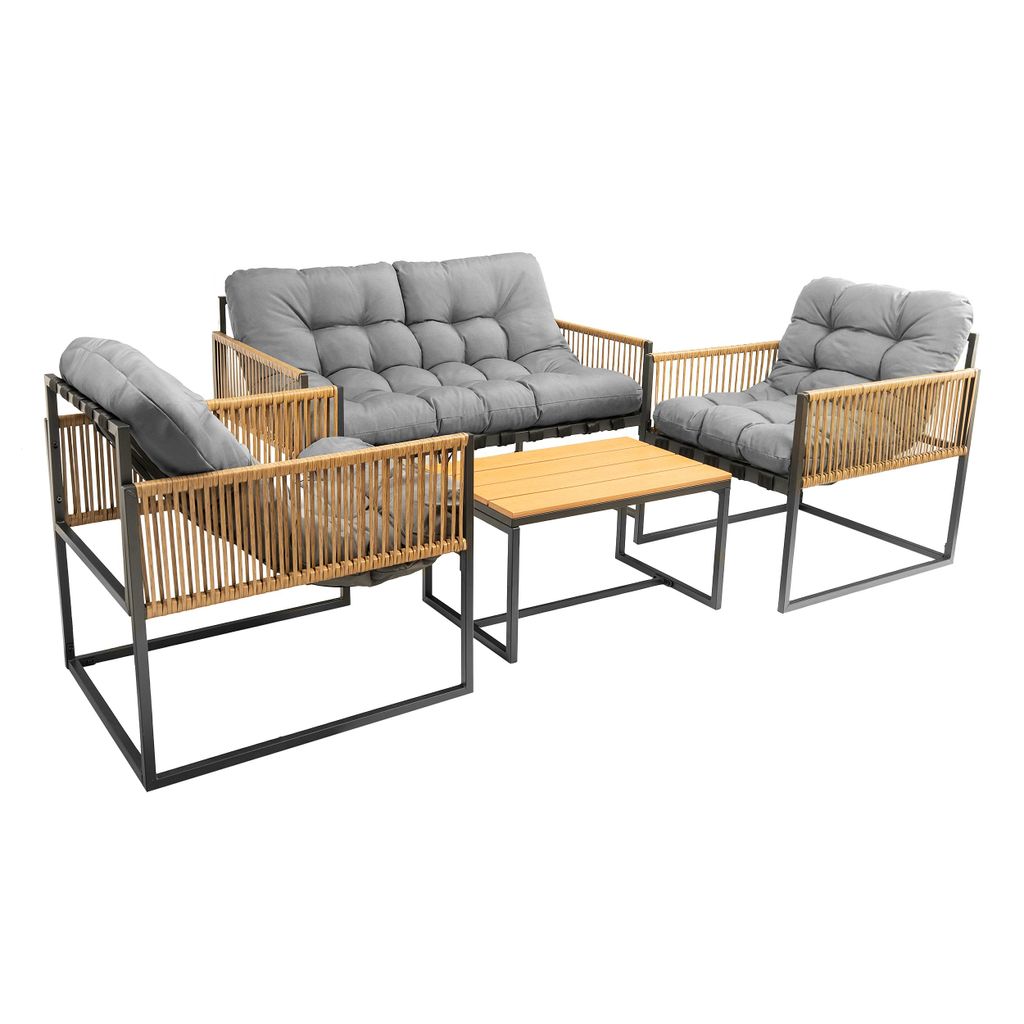 FURNIFY® Gartenmöbel Set WALDHOF 4-teilig | Metall Lounge Produktbild 