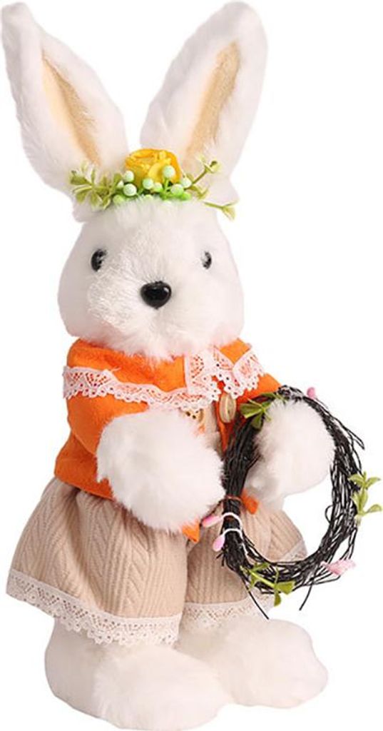 21er-Packung bunte Mini-Plüschhasen (ca. 16 cm) in 7 Farben – ideal als Osterdekoration.