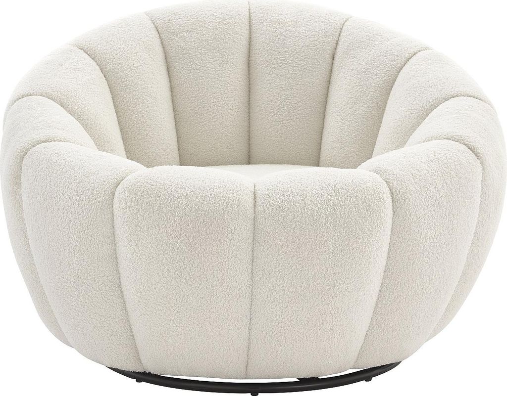 Drehsessel muschelförmig - Bouclé-Stoff - Weiß - COSSATO Produktbild 