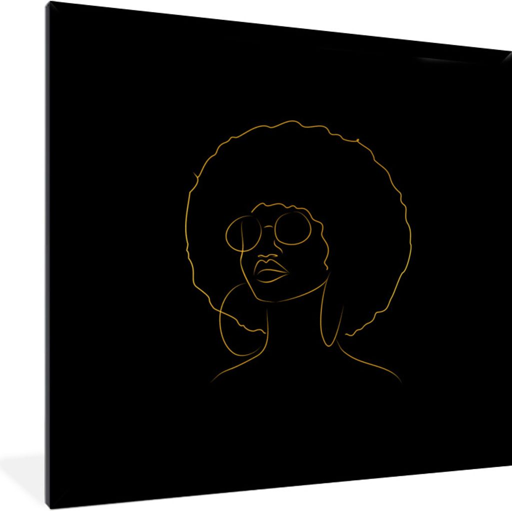 MuchoWow Gerahmtes Poster Frau - Brille - Gold - Schwarz 40x40 cm - Poster mit Schwarzem Bilderrahmen Wandposter Rahmen Foto Bilder - Mit Rahmen ...
