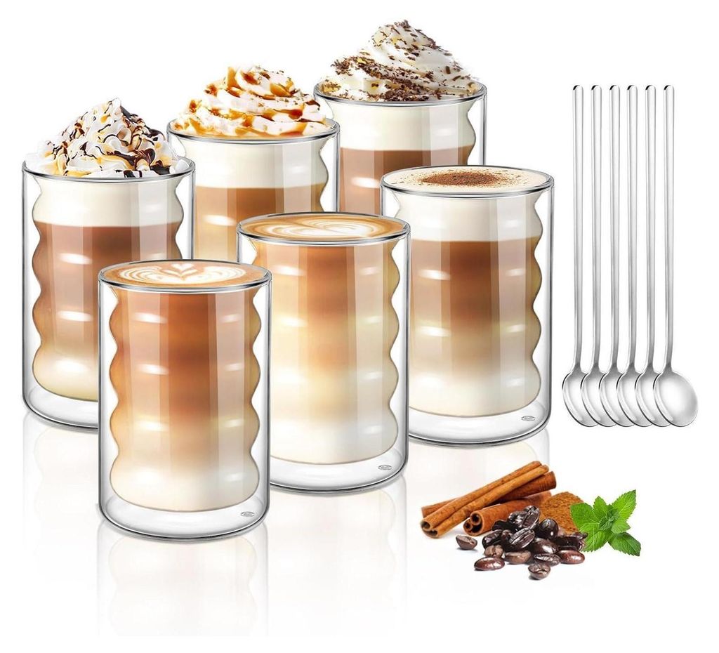 6er Set 350ml Doppelwandige Kaffeegläser Latte Macchiato Produktbild 