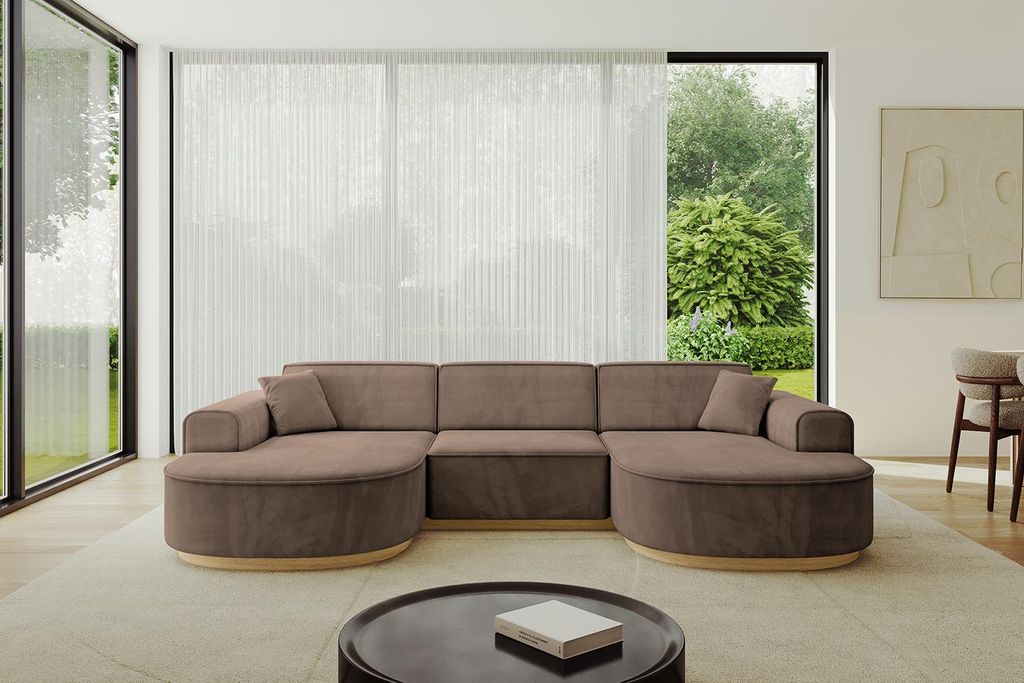 ALTDECOR Ecksofa in U-Form MARI-U1-v2 - 303x171x83 cm Braun - Corner Sofa Bett Eckcouch Couch L-Form Wohnlandschaft Cauchsofa