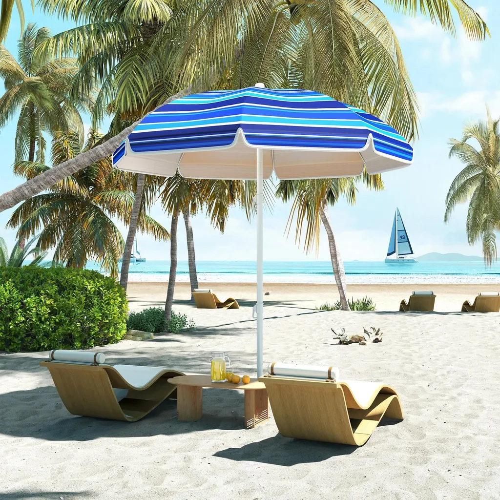 Parasol de plage Ø 180 cm inclinable protection UV 50+ multicolore