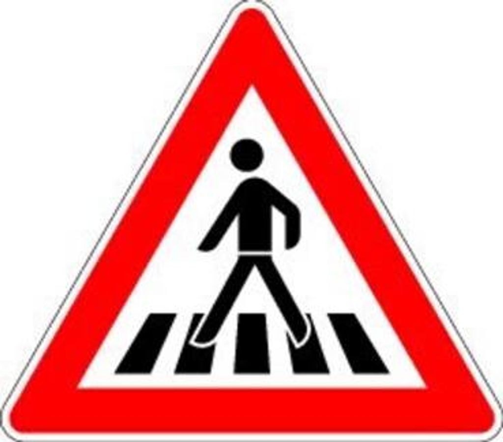 Verkehrszeichen 101-21 Dreieck 900 mm Fußgängerüberweg, links, RAL-Gütezeichen Folie RA1