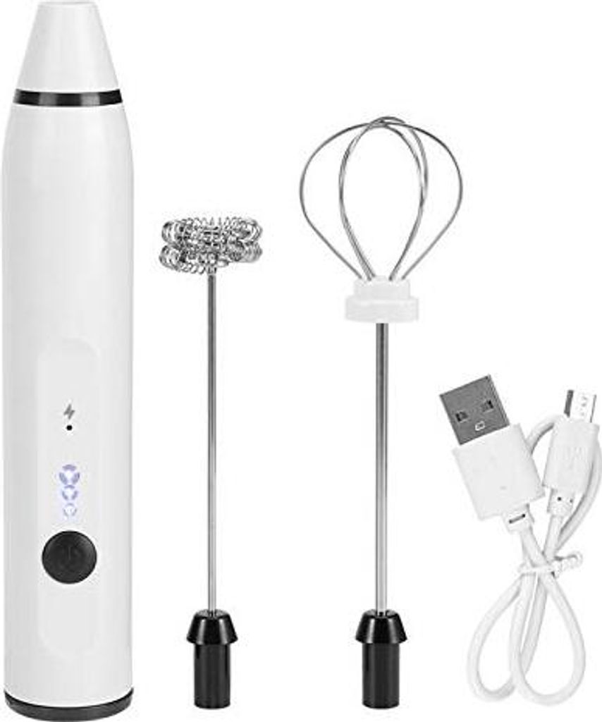 Kleiner elektrischer Schneebesen, USB -Lade -Mini -Schaum -Handheld -Milch Frother Mixer Kaffee Latte heiße Schokolade (weiß)