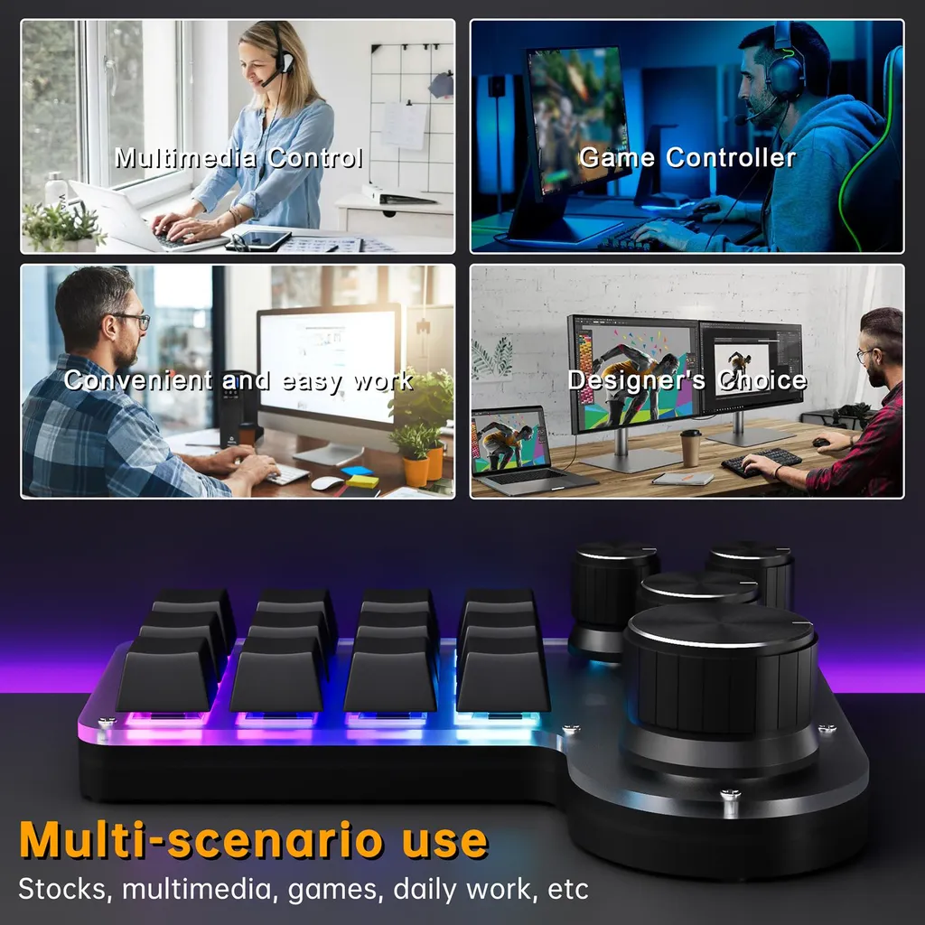 Clavier programmable 12 touches 4 boutons, double mode USB et Bluetooth - 6